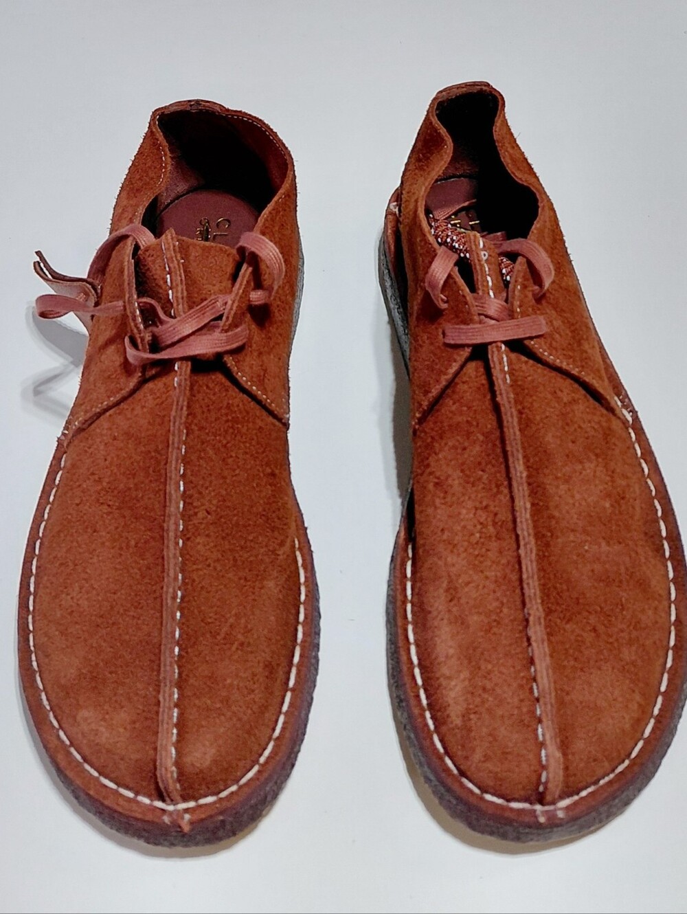 CLARKS Men's  Desert Trek Burgundy  Suede Lace-Up Shoes Size 11M